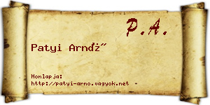 Patyi Arnó névjegykártya